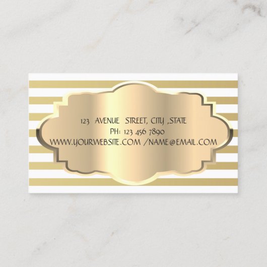 Elegant modern Gold Stripe, Gold Lijst Visitekaartje (Achterkant)