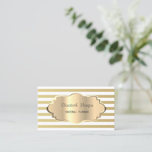 Elegant modern Gold Stripe, Gold Lijst Visitekaartje (Staand voorkant)