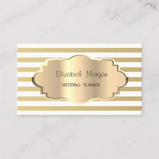 Elegant modern Gold Stripe, Gold Lijst Visitekaartje (Voorkant)
