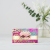 Elegant Modern Gold Stripe Lotus Colorful Marble Visitekaartje (Staand voorkant)