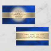 Elegant Modern Gold Stripe,Lotus Royal Blue Visitekaartje (Voorkant / Achterkant)