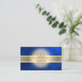 Elegant Modern Gold Stripe,Lotus Royal Blue Visitekaartje (Staand voorkant)