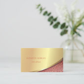 Elegant Modern Gold Stripe, Red Marble Visitekaartje (Staand voorkant)