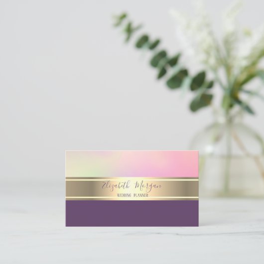 Elegant Modern Gold Stripe Visitekaartje (Staand voorkant)