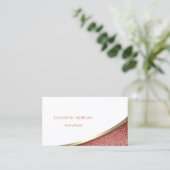 Elegant Modern Gold Stripe, White, Red Marble Visitekaartje (Staand voorkant)