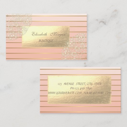 Elegant Modern, Gold Stripes, kant Visitekaartje (Voorkant / Achterkant)