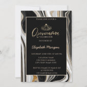 Elegant Modern Gold Tiara, Black Gold Marble Kaart (Voorkant)