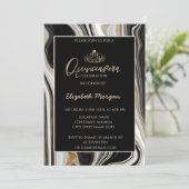 Elegant Modern Gold Tiara, Black Gold Marble Kaart (Staand voorkant)