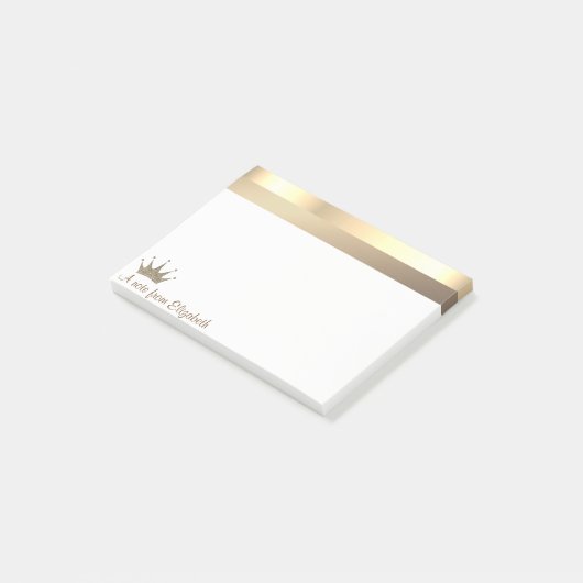 Elegant Modern Gold Tiara - Gepersonaliseerd Post-it® Notes (Schuin)