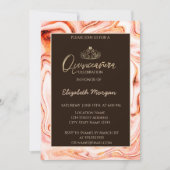 Elegant Modern Gold Tiara Marble Quinceañera Kaart (Voorkant)
