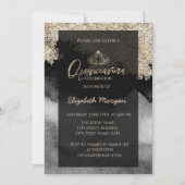 Elegant Modern Gold Tiara, marmer, Confetti Kaart (Voorkant)