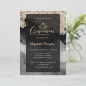 Elegant Modern Gold Tiara, marmer, Confetti Kaart (Staand voorkant)