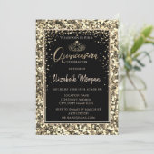 Elegant Modern Gold Tiara, Sequins Quinceanera Kaart (Staand voorkant)