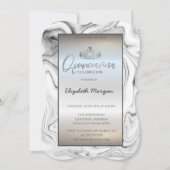 Elegant Modern Gold Tiara, Silver Marble Invitatio Kaart (Voorkant)