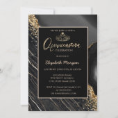 Elegant Modern Gold Tiara, zwarte marmer Kaart (Voorkant)