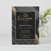 Elegant Modern Gold Tiara, zwarte marmer Kaart (Staand voorkant)