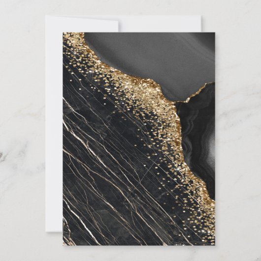 Elegant Modern Gold Tiara, zwarte marmer Kaart (Achterkant)