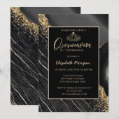 Elegant Modern Gold Tiara, zwarte marmer Kaart (Voorkant / Achterkant)