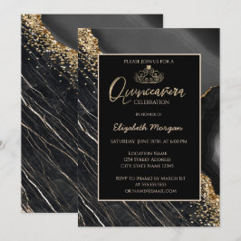 Elegant Modern Gold Tiara, zwarte marmer Kaart