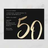 Elegant modern Gold Type 50e verjaardag Uitnodiging Briefkaart (Voorkant)