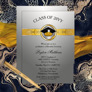 Elegant Modern Gold University Afstuderen nodigt u Kaart