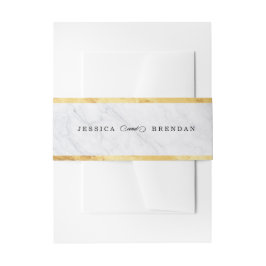Elegant modern Gold Wedding Belly Band Uitnodigingen Wikkel