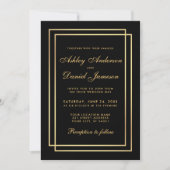 Elegant Modern Gold Wedding Black White Uitnodigin Kaart (Voorkant)