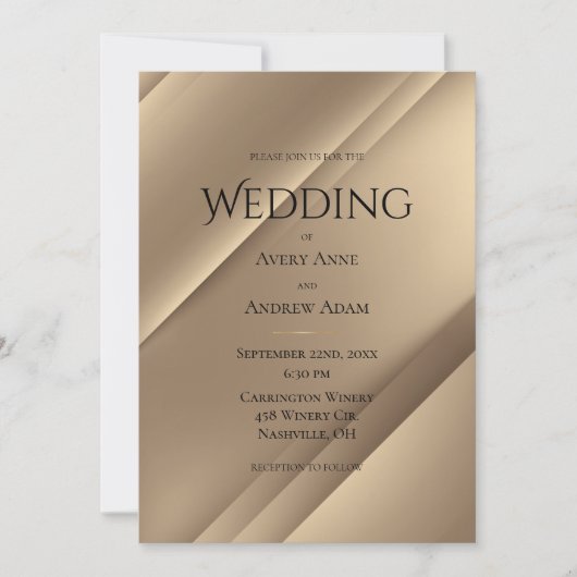 Elegant Modern Gold Wedding Uitnodiging (Voorkant)