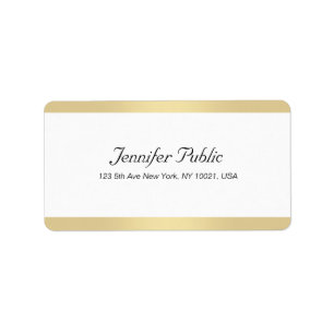 Elegant modern Gold White Chic Hand Script Simple Etiket