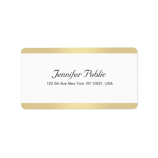 Elegant modern Gold White Chic Hand Script Simple Etiket (Voorkant)