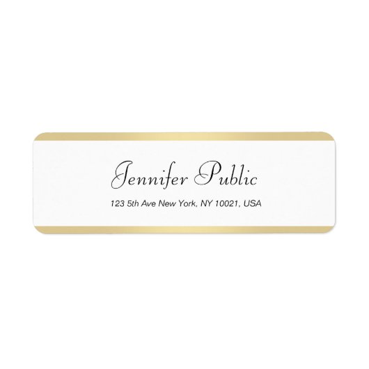 Elegant modern Gold White Chic Hand Script Simple Etiket (Voorkant)