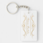Elegant Modern Gold & White Custom Script Name Sleutelhanger (Voorkant)