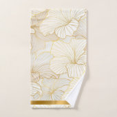 Elegant modern Gold White Floral Line Collectie Bad Handdoek (Handdoek)