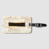 Elegant modern Gold White Floral Line Collectie Bagagelabel (Voorkant (horizontaal))
