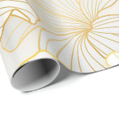 Elegant modern Gold White Floral Line Collectie Cadeaupapier (Rol Hoek)