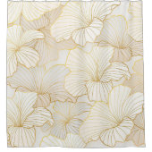 Elegant modern Gold White Floral Line Collectie Douchegordijn (Voorkant)