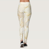 Elegant modern Gold White Floral Line Collectie Leggings (Achterkant)