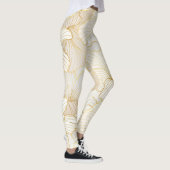 Elegant modern Gold White Floral Line Collectie Leggings (Rechts)