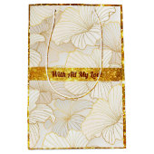 Elegant modern Gold White Floral Line Collectie Medium Cadeauzakje (Voorkant)