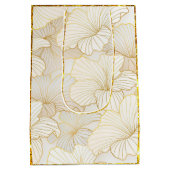 Elegant modern Gold White Floral Line Collectie Medium Cadeauzakje (Achterkant)