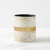 Elegant modern Gold White Floral Line Collectie Mok (Midden)