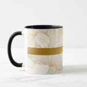 Elegant modern Gold White Floral Line Collectie Mok (Links)