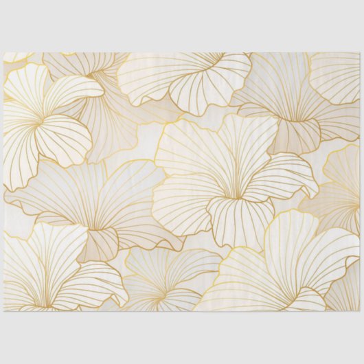 Elegant modern Gold White Floral Line Collectie Tissuepapier (Voorkant)