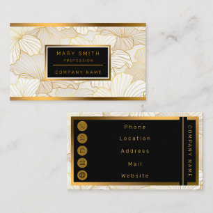 Elegant modern Gold White Floral Line Collectie Visitekaartje
