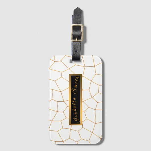 Elegant modern Gold White Glas in lood Collectie Bagagelabel (Voorkant (verticaal))