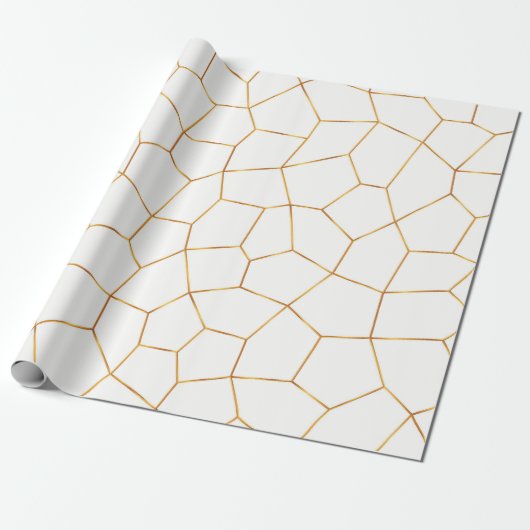 Elegant modern Gold White Glas in lood Collectie Cadeaupapier (Uitgerold)