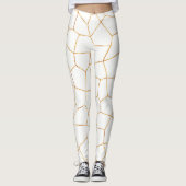 Elegant modern Gold White Glas in lood Collectie Leggings (Voorkant)