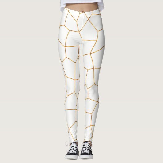 Elegant modern Gold White Glas in lood Collectie Leggings (Voorkant)