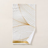 Elegant modern Gold White Leaves Line Collectie Bad Handdoek (Handdoek)