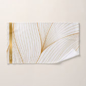 Elegant modern Gold White Leaves Line Collectie Bad Handdoek (Handdoek)